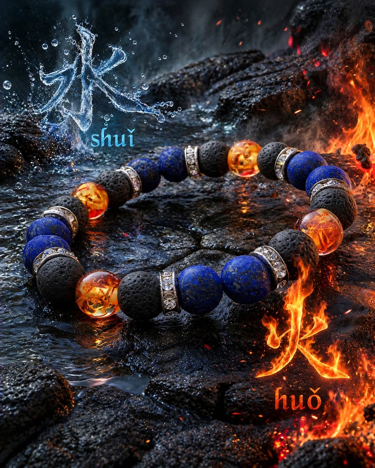 水 shuǐ - 火 huǒ bracelet